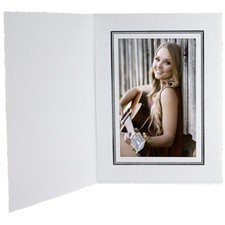 Photo Folders White w/Black Foil 5x7 Vertical 25 Pack Same Shipping Any Qty 
