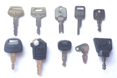 10pc Heavy Equipment Key Set Case CAT Hitachi JD Komatsu Kubota Takeuchi 