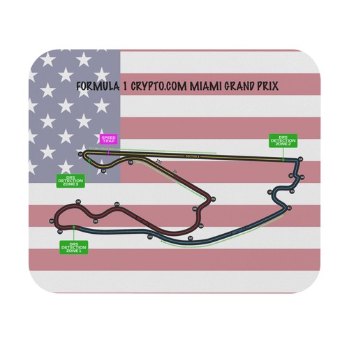 Formula One Mouse Pad featuring the Miami Grand Prix track layout and flag. - Picture 2 of 5