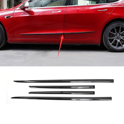 Carbon Fiber ABS Side Door Body Guard Molding Cover For Tesla Model 3 2017-2022