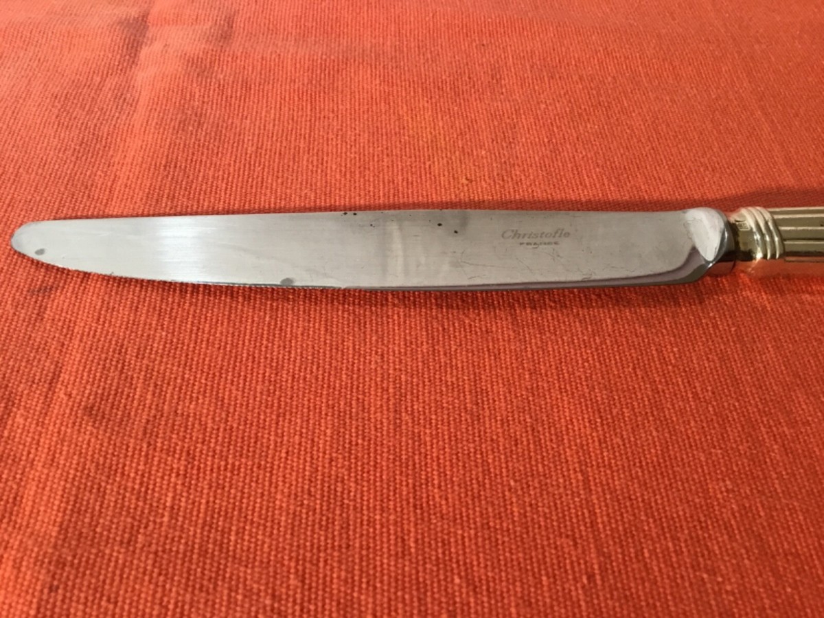 Couteau De Table Christofle Modèle ARIA – Métal Argenté, 24,5 Cm, Occasion