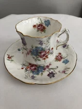 Tea Cup and Saucer Hammersley 6072 Bone China Pink Blue Purple Flowers Panel