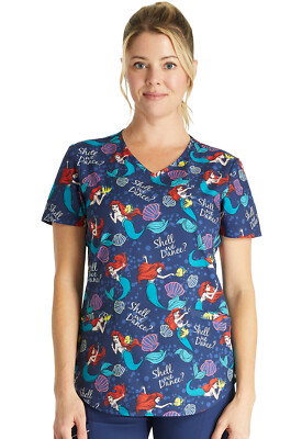 Ariel Cherokee Scrubs Tooniforms Disney Little Mermaid  V Neck Top TF737 LMSH