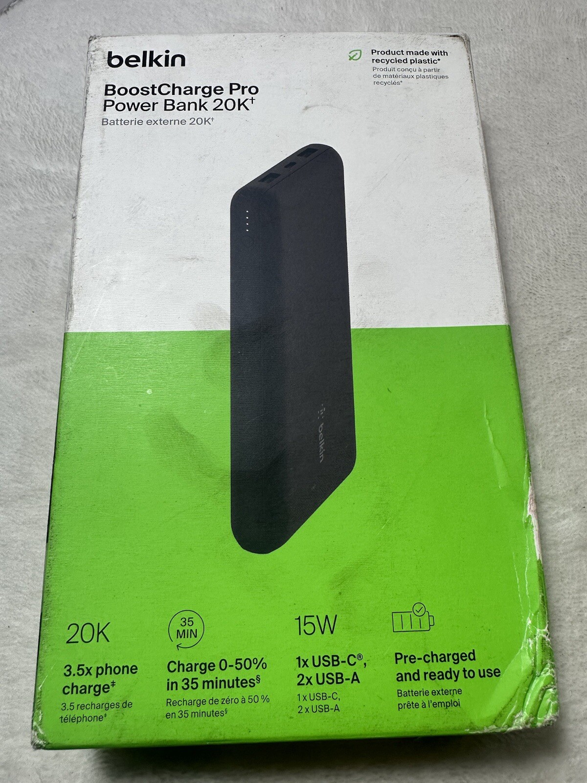 Belkin BPB012btBK BoostCharge 20000mAh USB-C USB-A Power Bank 12W 15W Black