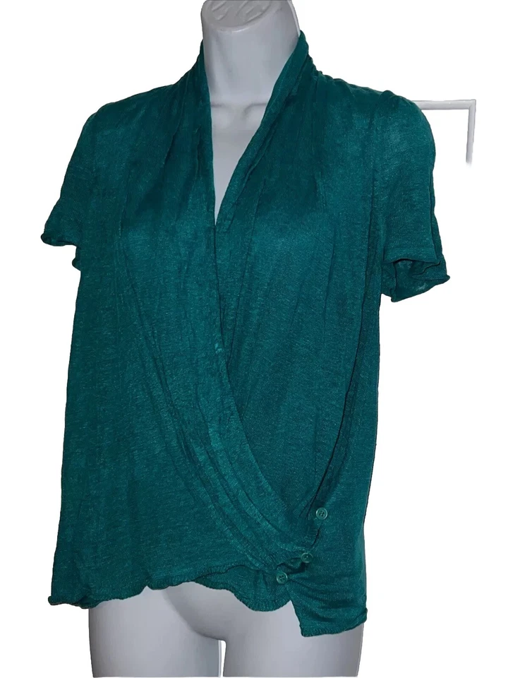 anthropologie moth top Size Small Green Short Sleeves Linen/Rayon - Изображение 2 из 4