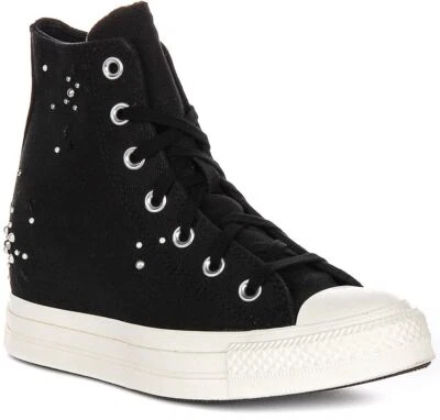 Converse A12514C Classique Hi Wedge Plateforme Femme Trainer Noir Blanc EU 36-42 - Photo 1/4