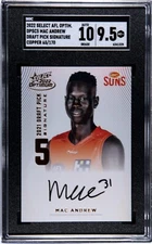 2022 Select AFL Optimum DRAFT PICK SIGNATURE Mac Andrew Graded SGC 9.5 Auto 10