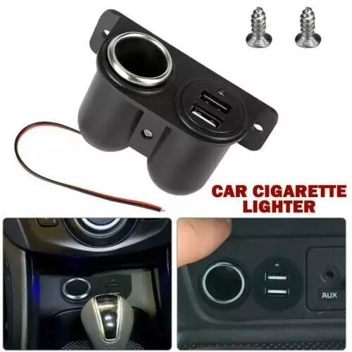 Car Cigarette Lighter Socket Splitter Dual USB Charger Power Adapter Outlet 12V - Image 3 of 4