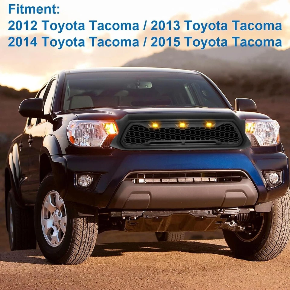 Rejilla de capó delantero ABS estilo malla con luces LED para Toyota Tacoma 2012-2015  Foto 2 de 4