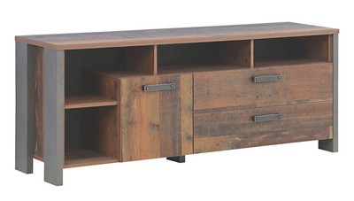 TV-Unterschrank CLIF von Forte Old Wood Vintage / Betonoptik Dunkelgrau i