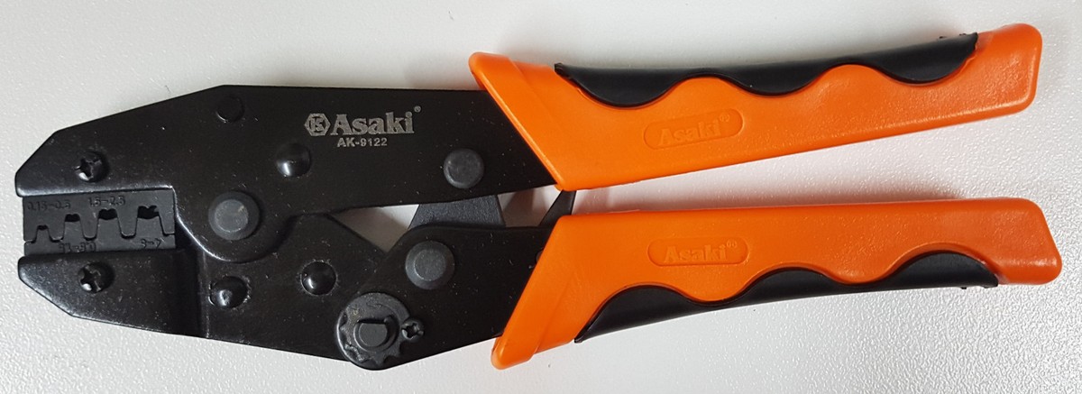 ASAKI AK-9122 Non-Insulated Lug & Spade Terminal Ratchet Crimper Tool - 9" Length