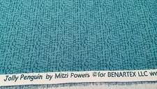 New 100%  Premium Cotton Jolly Penguins by Mitzy Power Blue Tones