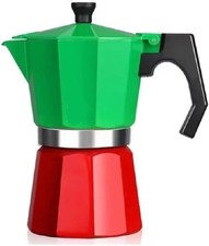 TOP MOKA Italian Traditional Tricolor Coffee Pot Maker  Filter Stove Top Mocha