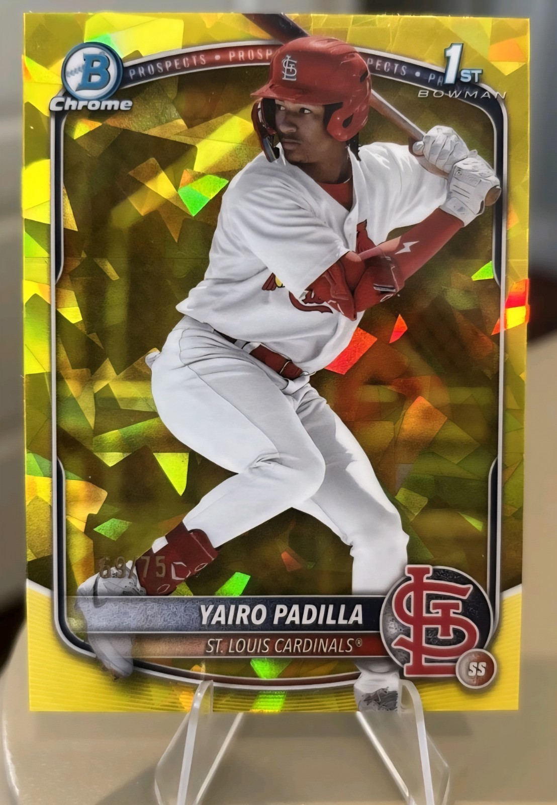 2025 1st Bowman Chrome Sapphire Edition YAIRO PADILLA /75 Yellow Refractor *MINT