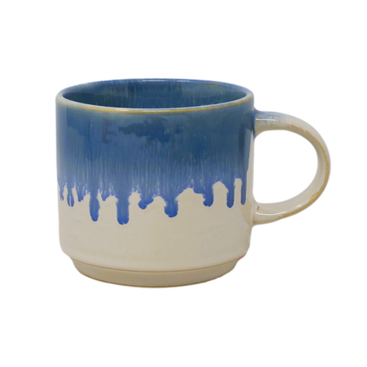 Coffee Mug Reactive Glaze Two-Tone Blue Cream 400ml Stoneware Tea Cup Hot Drink