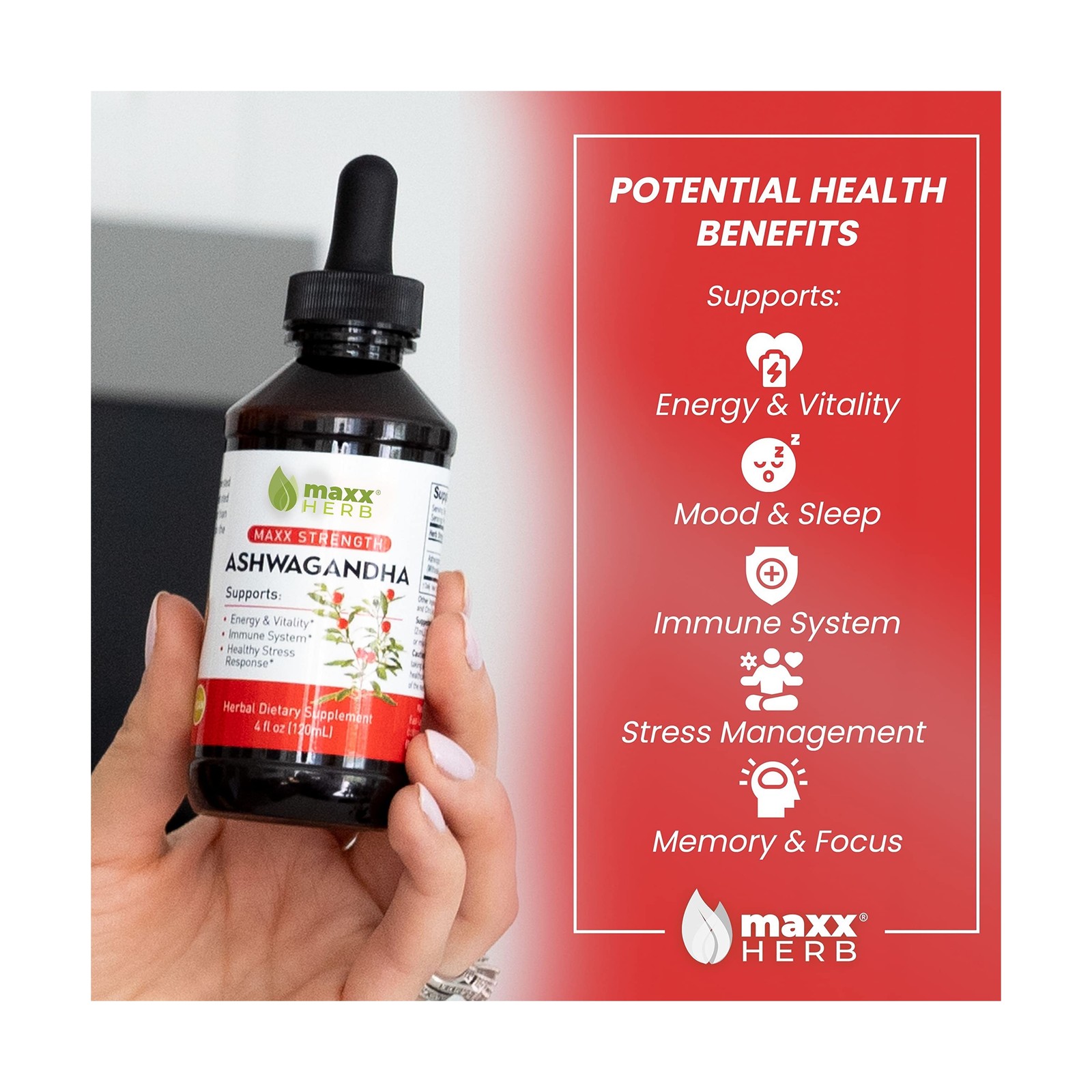 Maxx Herb Ashwagandha Extract – Max Strength Liquid Tincture Absorb... Fas