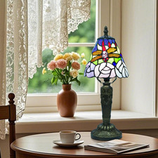 Mini Tiffany Lamp, 6 Inch Stained Table Glass Table Lamp Included 3 Color Temper