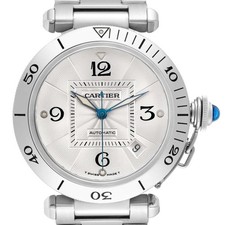 Cartier Pasha 38 Steel Silver Dial Mens Watch W31059H3