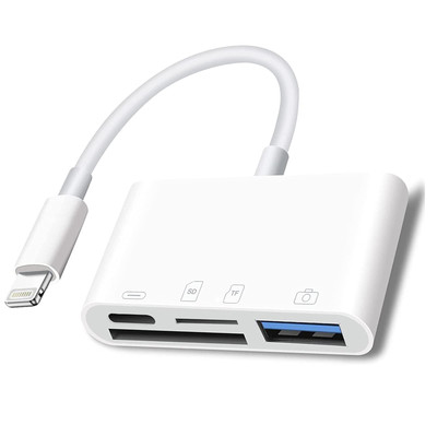Lightning to SD Card Reader - 4 in 1 Memory Card Adapter for iPhone with USB ...