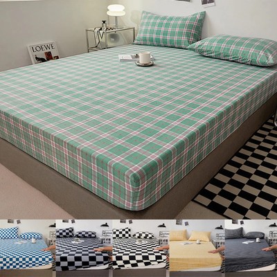 Cotton Fitted Sheet with Elastic Band Non Slip Adjustable Mattress Cover Soft