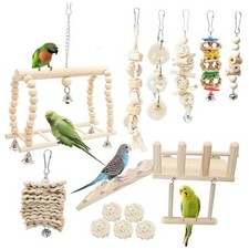 13Pcs Parrot Swing Chew Toys Bird Perches Platform with Climbing Ladder 13 pcs