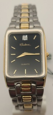  NOS Bulova 98D01 Men's Diamond Accent Watch - Two-Tone Gold & Silver 