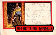 1905 "AM GETTING TANNED" Comic Postcard Baltimore Spanking Humorous Vintage