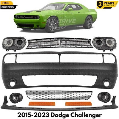 Front Bumper Cover Fascia Paintable & Grille Kit For 2015-2023 Dodge Challenger