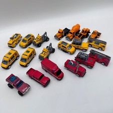 Lot of 33 Toy Vehicle Red Yellow Construction Diecast Fire Rescue Service Trucks