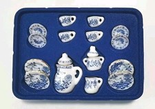 Miniature Dollhouse Porcelain Tea Set Teapot Cups Dinner Plates Dishes Teacups