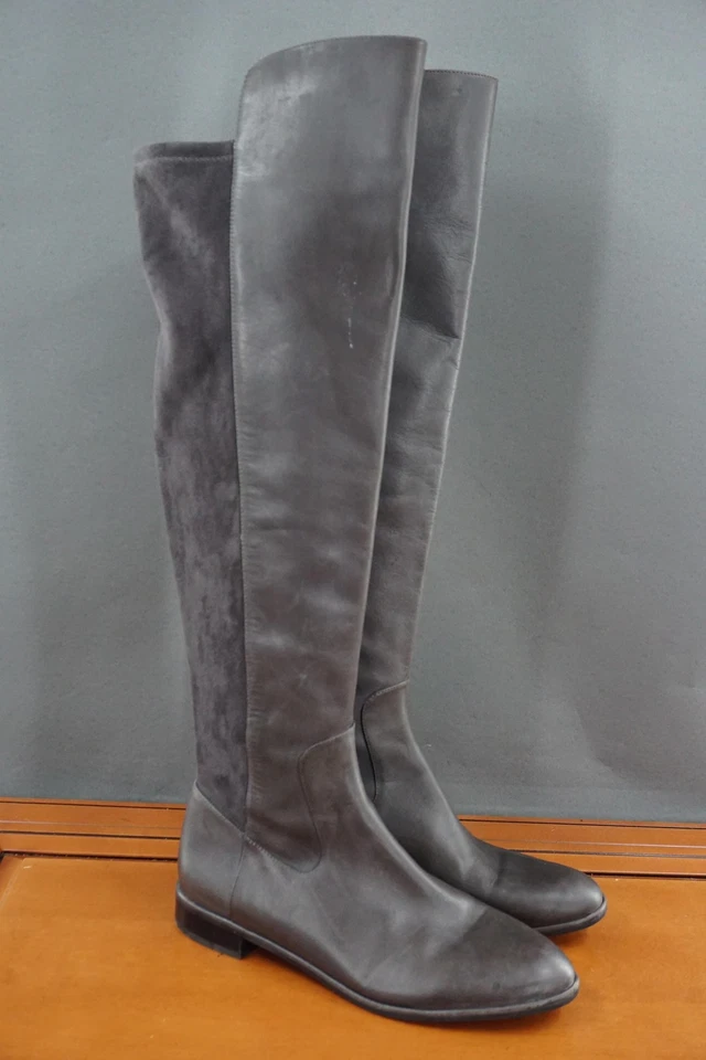 Женские сапоги Via Spiga Itala 9 темно-серые выше колена кожа замша боковая молния - Изображение 3 из 4