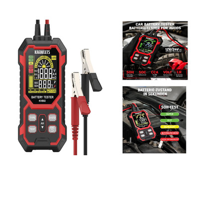 KAIWEETS Batterietester 12V 24V Digital LCD SOC SOH Analyse Cranking