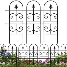 32in H x 10ft L Tall Decorative Metal Garden Fence Panels - Rustproof No
