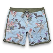 Roark Men's Swim Trunks Board Shorts Blue Floral Eagle Print Size 32 Wild print