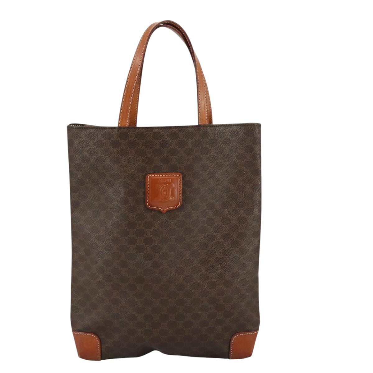 Céline Macadam Brown Canvas Tote Bag Authentic Vintage Preowned
