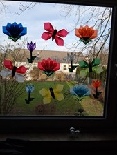 12 Fensterbilder Blumen Und Schmetterlinge