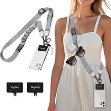 Phone Lanyard Crossbody, Silver Gray Cell Strap for 1