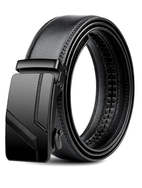 Genuine Leather Men’s Ratchet Belt Automatic Buckle Adjustable Waist Belt