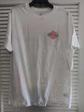 O'Neill Standard Fit Cotton S/S T-Shirt Mens Size L White/blu/ Orange Logo NWT
