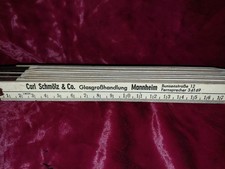 Zollstock Meter Antik Carl Schm&ouml;lz Glasgro&szlig;handlung Mannheim vor 1945