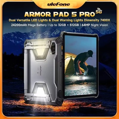 Ulefone Armor Pad 5 Pro 5G Rugged Tablet 11'' 24200mAh 32GB+512GB 64MP 120W NFC