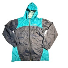 Columbia Kids Windbreaker Jacket Blue Colorblock Hooded Full Zip Size M 10/12
