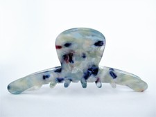 Blue white and mixed color marbled design hair claw clip for fine, thin hair