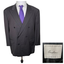 Corneliani Double Breasted Suit Jacket 46R Super 100's Extrafine Merino Wool