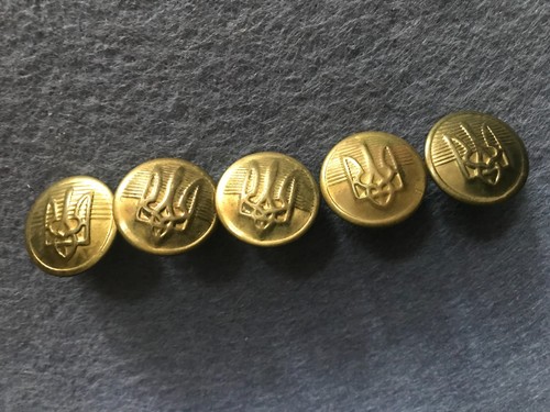 5 Ukrainian Army Parade Yellow BUTTONS made from metal (made in 2000's, 22mm)