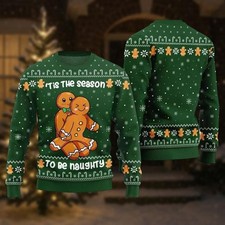 Funny Gingerbread Ugly Christmas Sweater, Naughty Holiday Sweater Fullsize S-6XL