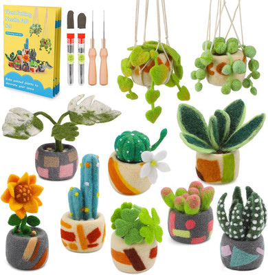 Needle Felting Kit - 10 Pack Plant Pot Needle Felting Starter Kit, Felting Kits