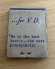 WWII US Military Rations Match Book VD Venereal Disease Warning WW2 Vintage
