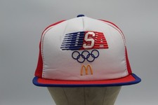 Vintage 1980s McDonald's USA Olympics Snapback Trucker Mesh Hat Baseball Cap