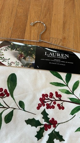 Neu Ralph Lauren Weihnachtsbaum Rock 48" rund rot Stechpalme beere neu mit Etikett $ 65 - Bild 2 von 4